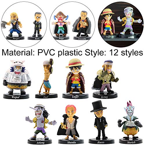 One Piece Doll Cake Topper Pastel Decoración Suministros 12Pcs Piratas adornos para tartas Luffy Figures Muñeca Hecha a Mano Muñeca Decoración para niños Set