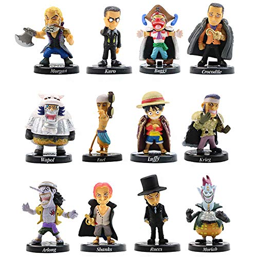 One Piece Doll Cake Topper Pastel Decoración Suministros 12Pcs Piratas adornos para tartas Luffy Figures Muñeca Hecha a Mano Muñeca Decoración para niños Set