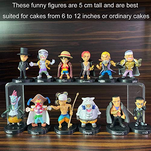 One Piece Doll Cake Topper Pastel Decoración Suministros 12Pcs Piratas adornos para tartas Luffy Figures Muñeca Hecha a Mano Muñeca Decoración para niños Set