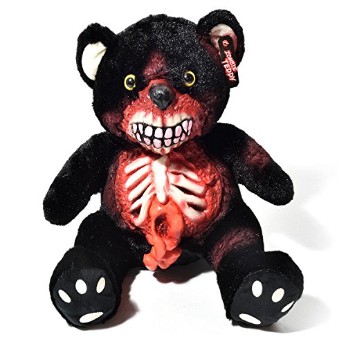 Osito Zombie Original XXL 50cm Osito de Halloween Osito de Terror Osito No-Muerto-El Espeluznante Osito de Peluche para Todos los fanáticos de Las Salpicaduras y el Horror (Intestinos Negro)