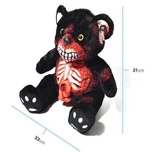 Osito Zombie Original XXL 50cm Osito de Halloween Osito de Terror Osito No-Muerto-El Espeluznante Osito de Peluche para Todos los fanáticos de Las Salpicaduras y el Horror (Intestinos Negro)