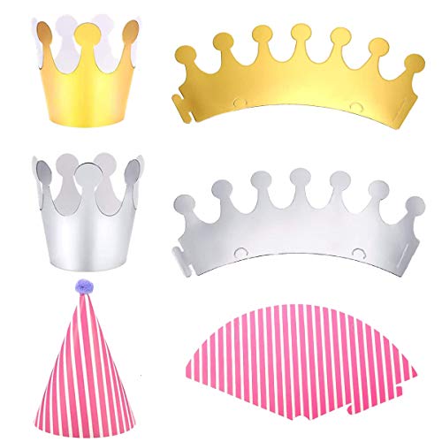 OSUTER 44PCS Gorros de Fiesta Cono Gorros de Fiesta Cumpleaños Sombrero de Fiesta con Poms para Los Cabritos y Los Adultos Fiesta Bienvenida al Bebé Favores