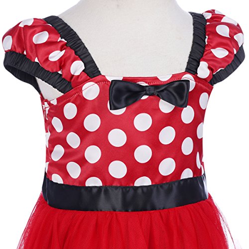 OwlFay Disfraz de Princesa Niña Bebé Lunares Fantasía Tutú Ballet Polka Dots Vestido de Fiesta Carnaval con Diadema para Cumpleaño Navidad Bautizo Cosplay 12Meses-6Años Rojo E 4-5 Años