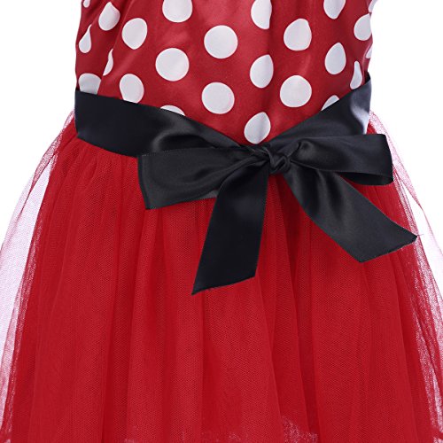 OwlFay Disfraz de Princesa Niña Bebé Lunares Fantasía Tutú Ballet Polka Dots Vestido de Fiesta Carnaval con Diadema para Cumpleaño Navidad Bautizo Cosplay 12Meses-6Años Rojo E 4-5 Años