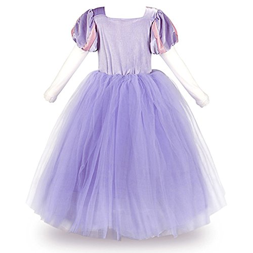 OwlFay Vestido Princesa Disfraz de Rapunzel para niña Carnaval Traje Infantil Fairy Tales Disfraces para Halloween Navidad Cosplay Vestidos de Fiesta de cumpleaños para Niñas 5-6 años