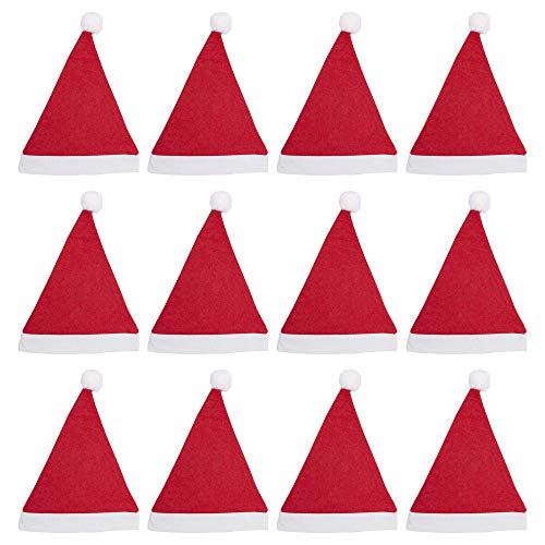 Pack 12 Gorro Papá Noel de Navidad de Santa Claus de Terciopelo de Felpe Suave Sombreros Rojos Navideño de Invierno para Fiesta Festiva de Año Nuevo para Pequeños Unisex (FYQ-13, Pequeño)