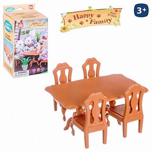 Pack de Mesa y Cuatro sillas de Juguete Happy Family Medidas Caja 7.5 x 14 cm