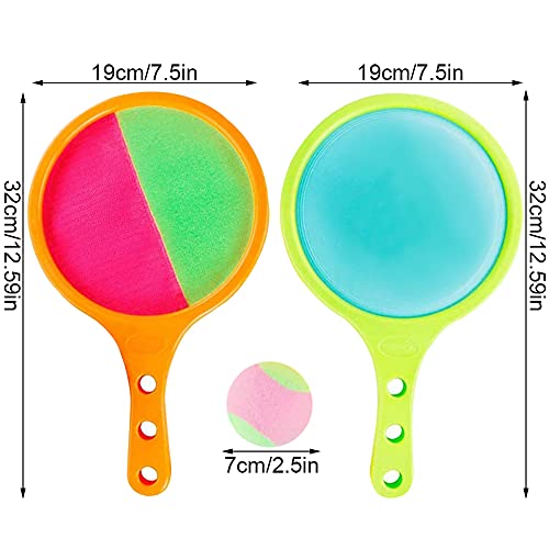 Paddle Catch Ball Racket Set Juego deportivo Juguetes Toss Set Disc Paddle Tennis Game Sucker Sticky Ball, Toss and Catch Game Set, 2 Paletas y 3 Bolas para regalo de fiesta de cumpleaños para niños,