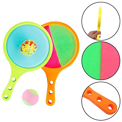 Paddle Catch Ball Racket Set Juego deportivo Juguetes Toss Set Disc Paddle Tennis Game Sucker Sticky Ball, Toss and Catch Game Set, 2 Paletas y 3 Bolas para regalo de fiesta de cumpleaños para niños,