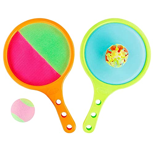 Paddle Catch Ball Racket Set Juego deportivo Juguetes Toss Set Disc Paddle Tennis Game Sucker Sticky Ball, Toss and Catch Game Set, 2 Paletas y 3 Bolas para regalo de fiesta de cumpleaños para niños,