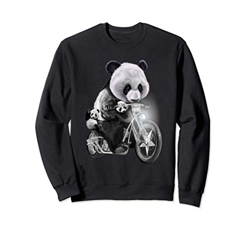 Panda gigante con cachorros en motocicleta Sudadera