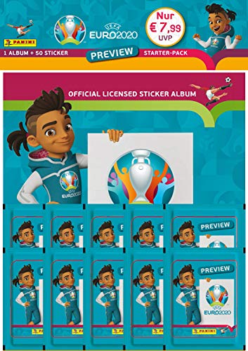 Panini Euro 2020 Preview-Set de álbum y 10 Bolsas (50 Pegatinas) (007251)