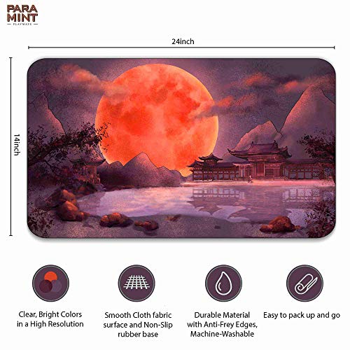 Paramint Blood Moon Shinto Temple - Alfombra de Juego MTG - Compatible con tapete de Juego Magic The Gathering - Juega a MTG, YuGiOh, Pokemon, TCG - Diseños Originales y Accesorios