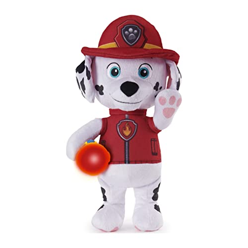 Paw Patrol 6059298 Snuggle Up Marshall - Peluche con antorcha y Sonidos, para niños de 3 años en adelante