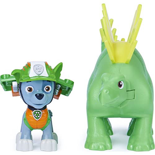 PAW Patrol Dino Rescue Rocky and Dinosaur - Juego de Figuras de acción para niños de 3 años en adelante