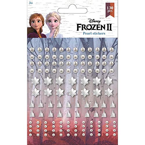 Pegatinas 3D para niños y calendario de perlas, copos de nieve, estrellas, compatibles con Disney Frozen 2 la reina de hielo, 2 pegatinas | Anna & Elsa | 130 unidades