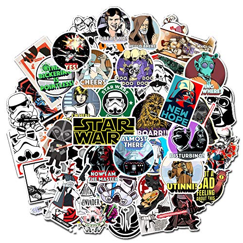 Pegatinas de Star Wars, 50 piezas de vinilo impermeables para portátil, parachoques, monopatín, botellas de agua, computadora, teléfono, niños y adolescentes para pegatinas