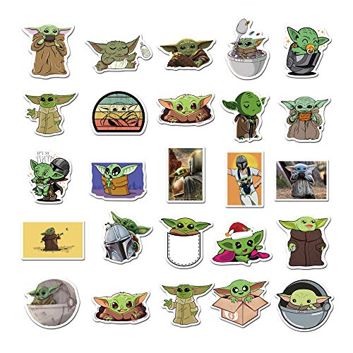 Pegatinas Pack de Baby Yoda 50 unidades, pegatinas para película Star Wars The Mandalorian, Cool Trendy vinilo impermeable