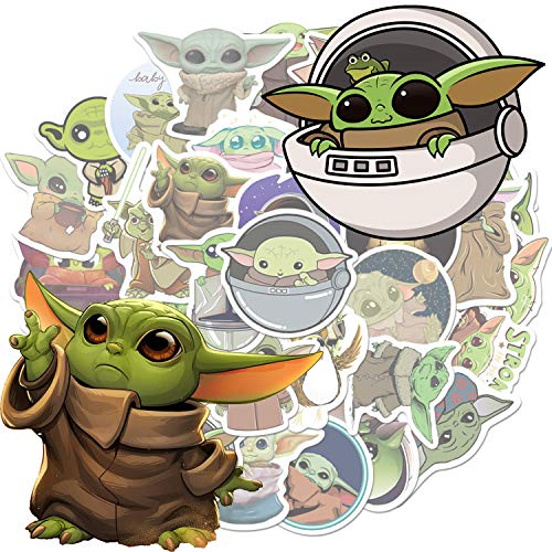 Pegatinas Pack de Baby Yoda 50 unidades, pegatinas para película Star Wars The Mandalorian, Cool Trendy vinilo impermeable