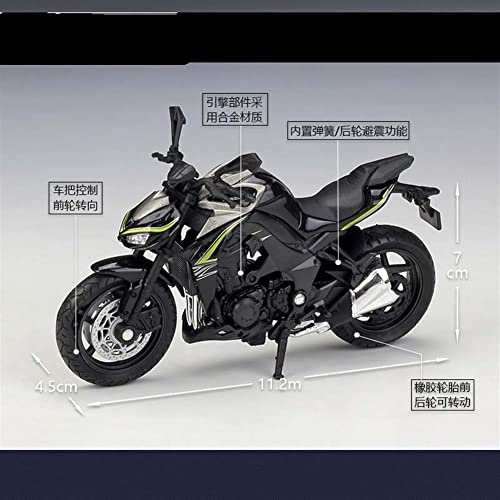 PENGJ Simulación De Motocicleta 1:18 para K-awasaki 2017 Z1000 R Edition Diecast Motocicleta Modelo colección Juguetes educativos para niños niño niña Regalos Juguete (Color : Negro)