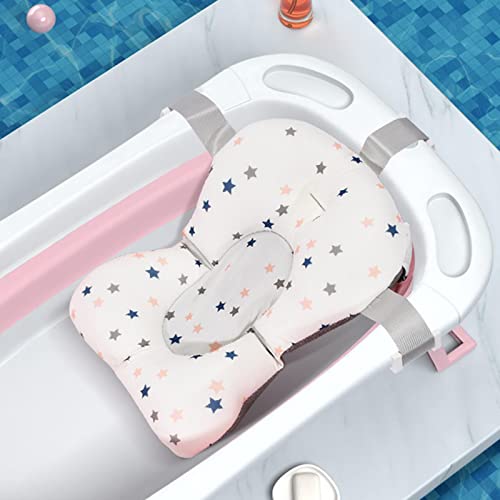 perfeclan Alfombrilla de baño Ajustable para bebé, Soporte para bañera, Almohadilla para bañera de bebé de Red para bebés de 0 a 6 Meses - Estrella