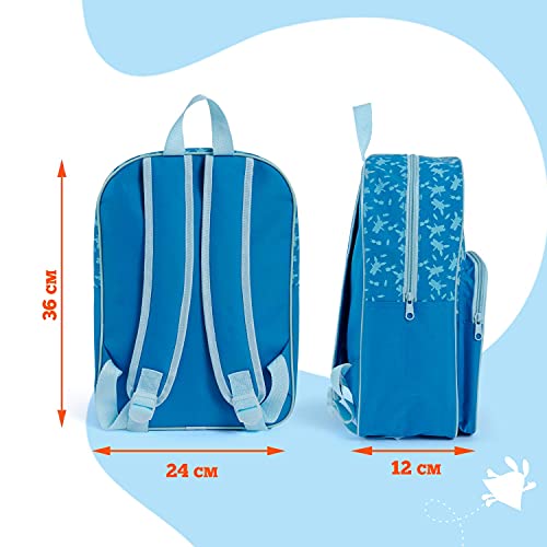 PERLETTI Mochila Bing para Niño con Bolsillo Frontal - Mochilita Azul para Niños Escuela y Guardería con Bing y Flop - Bolso Escolar con Tirantes Regulables para Chicos - 36x24x12 cm