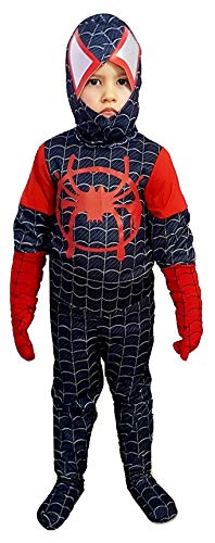 PICCOLI MONELLI Disfraz de Spiderman negro para niño de 8 a 10 años, vestido de hombre de araña, para carnaval, nuevo y último modelo de película Homecoming 2019