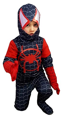 PICCOLI MONELLI Disfraz de Spiderman negro para niño de 8 a 10 años, vestido de hombre de araña, para carnaval, nuevo y último modelo de película Homecoming 2019