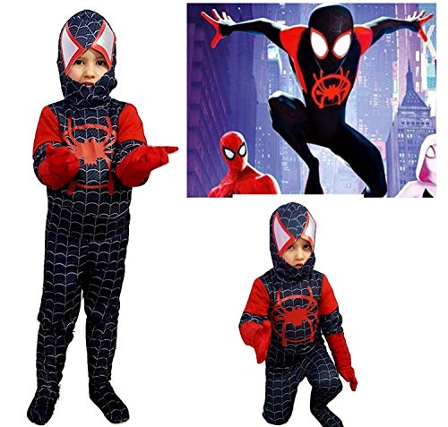 PICCOLI MONELLI Disfraz de Spiderman negro para niño de 8 a 10 años, vestido de hombre de araña, para carnaval, nuevo y último modelo de película Homecoming 2019