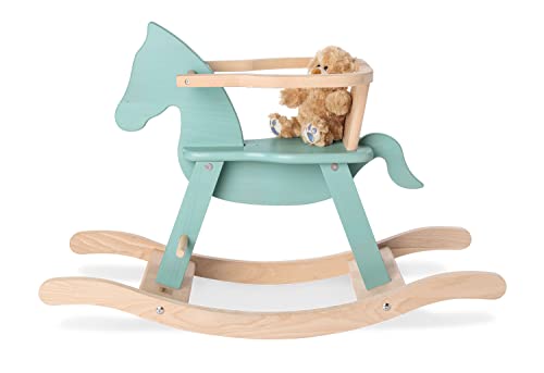 PINOLINO 242494 - Caballo balancín Pinolino con anilla de madera maciza, anillo extraíble, kit de conversión incluido, para niños a partir de 9 meses, color menta/natural