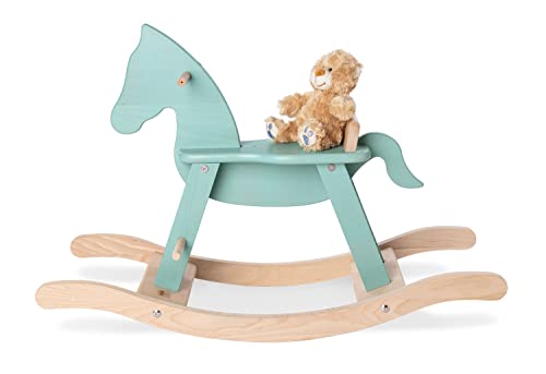 PINOLINO 242494 - Caballo balancín Pinolino con anilla de madera maciza, anillo extraíble, kit de conversión incluido, para niños a partir de 9 meses, color menta/natural