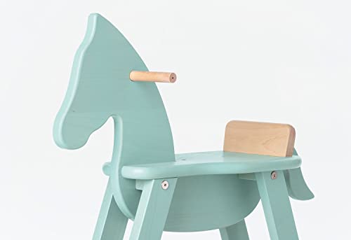 PINOLINO 242494 - Caballo balancín Pinolino con anilla de madera maciza, anillo extraíble, kit de conversión incluido, para niños a partir de 9 meses, color menta/natural