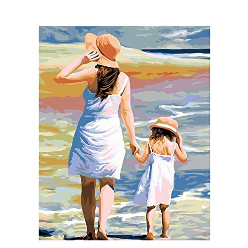 Pintura Al Óleo Digital,Por Número De Kits De Pintura Lienzo Pintura Al Óleo De Bricolaje Para Niños, Estudiantes, Adultos Principiantes Con Cepillos Y Pigmento Acrílico -Amor Maternal Figura 16"