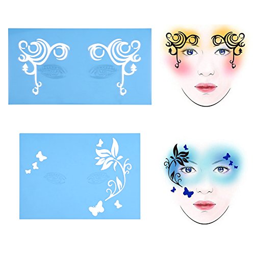 pintura facial niños, 7 Estilos/set Reutilizable DIY Pintura de la cara Plantilla de la pintura corporal Flor Mariposa Herramienta de maquillaje