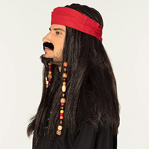 Pirates Wig with Bandanna Moustache and Goatee (peluca)