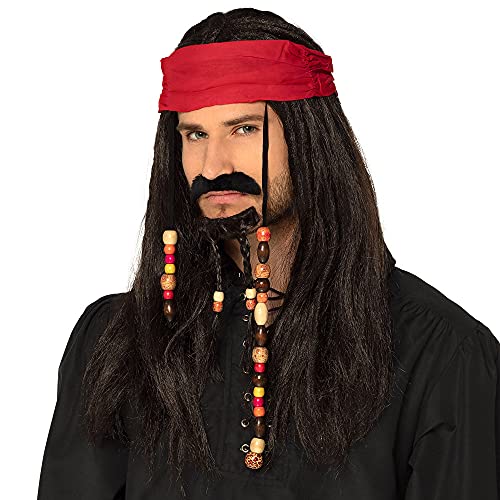 Pirates Wig with Bandanna Moustache and Goatee (peluca)