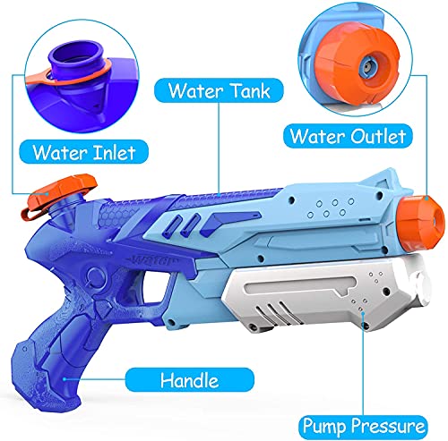 Pistola de Agua, 2 Pack 600ML Pistolas de Agua para Niños Niñas, Potente Chorro de Agua con un Alcance Largo 8m-10m, Water Pistol Gun para Batalla de Agua