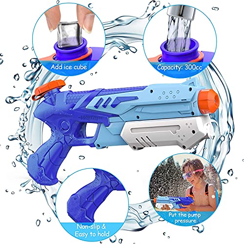 Pistola de Agua, 2 Pack 600ML Pistolas de Agua para Niños Niñas, Potente Chorro de Agua con un Alcance Largo 8m-10m, Water Pistol Gun para Batalla de Agua