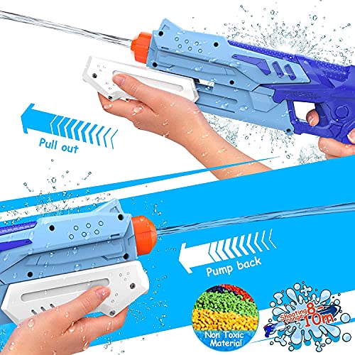 Pistola de Agua, 2 Pack 600ML Pistolas de Agua para Niños Niñas, Potente Chorro de Agua con un Alcance Largo 8m-10m, Water Pistol Gun para Batalla de Agua