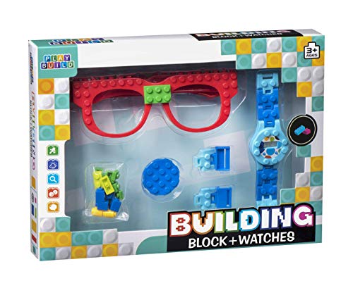 PlayBuild- adrillos de construcción Juego Digital, Juguetes geniales, Reloj clásico de Pulsera y Gafas para niños de Todas Las Edades, Color