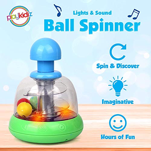 Playkidiz - Spinner de Bolas de luz y Sonido - Juguete de Desarrollo Interactivo con melodías y Luces para niños - Juego imaginativo con Bolas de Colores - Edad Recomendada 9 Meses +