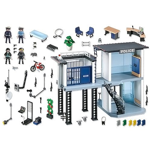 PLAYMOBIL - Comisaría de policía con Sistema de Alarma, Set de Juego (5182)