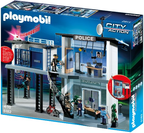 PLAYMOBIL - Comisaría de policía con Sistema de Alarma, Set de Juego (5182)