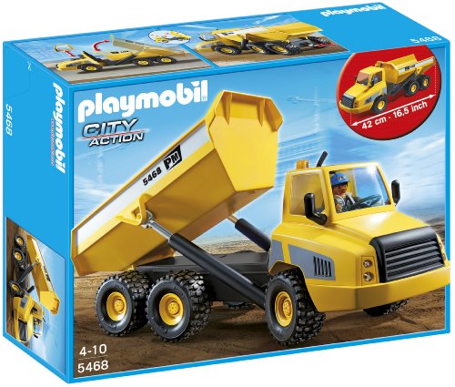 Playmobil Construcción - Camión contenedor, Juguete Educativo, Negro, Gris, Amarillo, 45 x 12,5 x 35 cm, (5468)