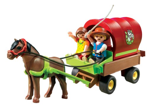 PLAYMOBIL Granja de Ponis - Carreta con Poni , Juguete Educativo, Multicolor, 20 x 7,5 x 15 cm, (5228)