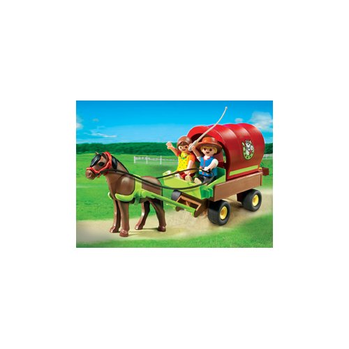 PLAYMOBIL Granja de Ponis - Carreta con Poni , Juguete Educativo, Multicolor, 20 x 7,5 x 15 cm, (5228)