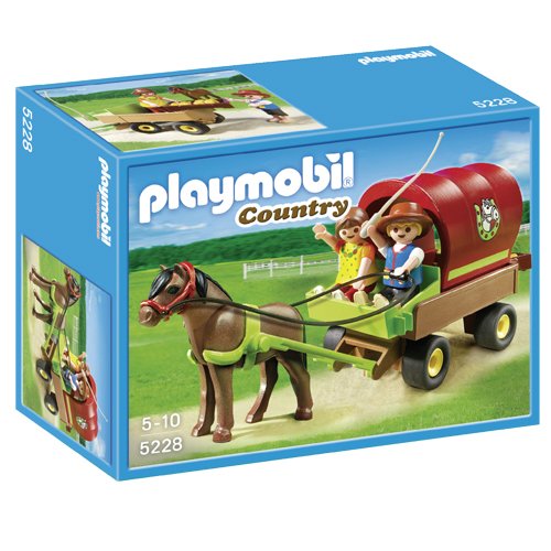 PLAYMOBIL Granja de Ponis - Carreta con Poni , Juguete Educativo, Multicolor, 20 x 7,5 x 15 cm, (5228)