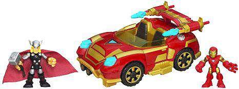 Playskool Heroes Marvel Iron Man Adventures Repulsor Racer Vehicle with Iron Man and Thor Figures