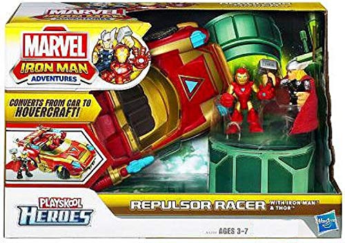 Playskool Heroes Marvel Iron Man Adventures Repulsor Racer Vehicle with Iron Man and Thor Figures