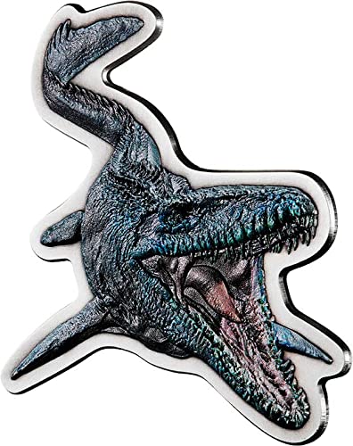 Power Coin Mosasaurus Jurassic World Shaped 2 Oz Moneda Plata 5$ Niue 2022